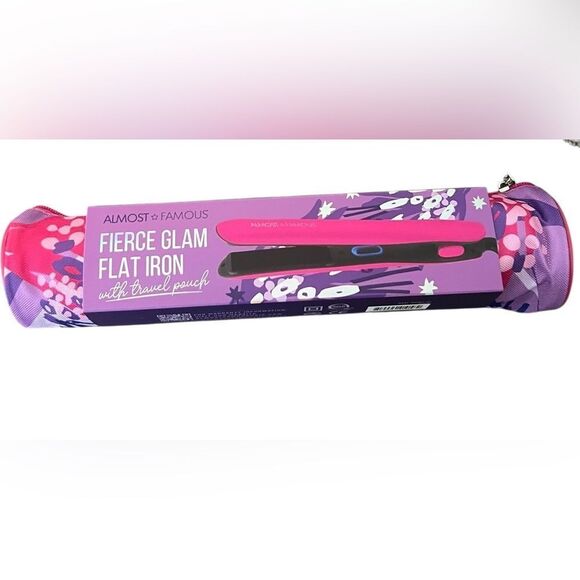 ALMOST FAMOUS Fierce Glam Flat Iron with Travel Pouch - Picture 4 of 6